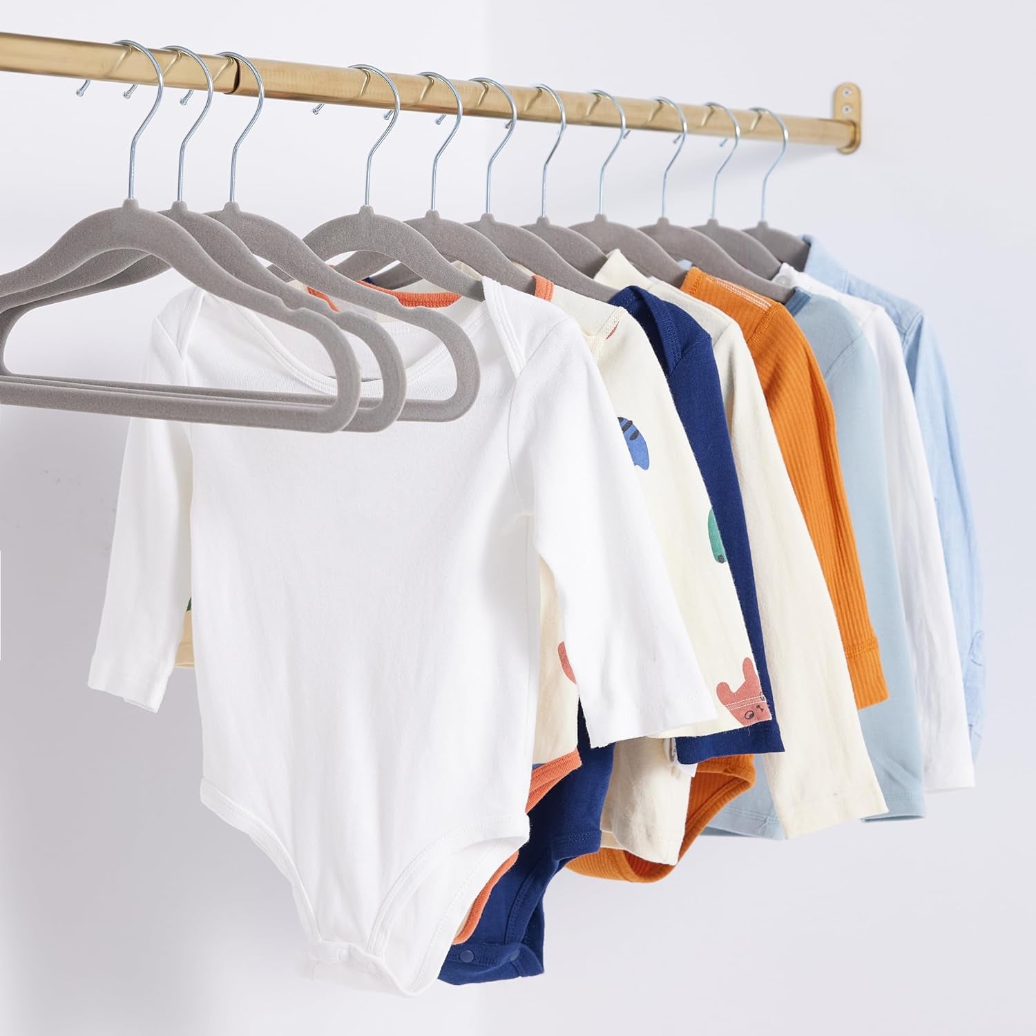Non-Slip Velvet Clothes Hangers for Kids, Gray - Set of 30