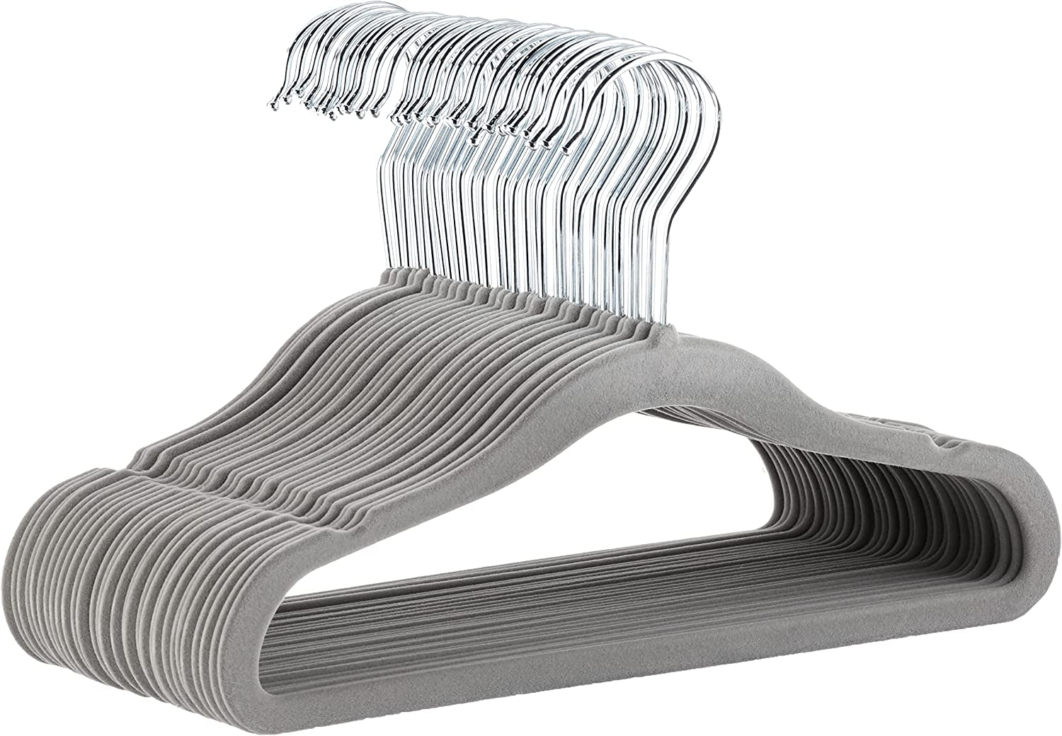 Non-Slip Velvet Clothes Hangers for Kids, Gray - Set of 30