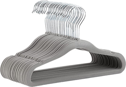 Non-Slip Velvet Clothes Hangers for Kids, Gray - Set of 30