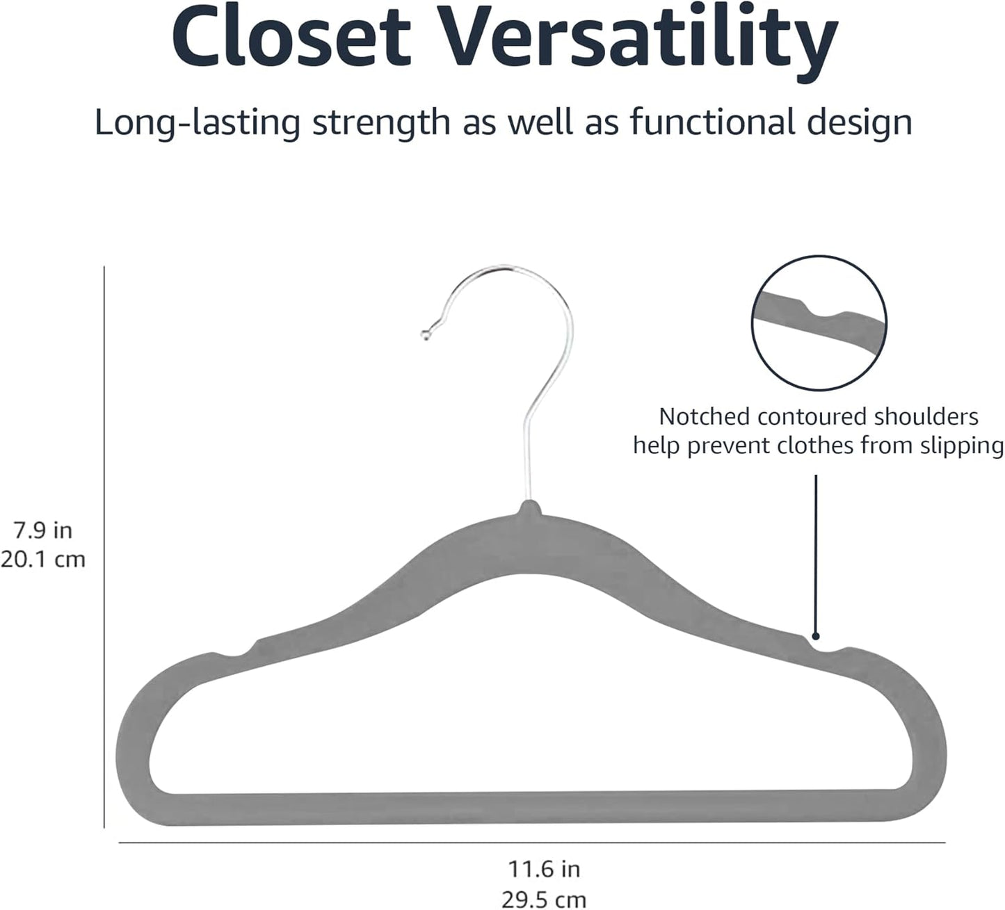 Non-Slip Velvet Clothes Hangers for Kids, Gray - Set of 30