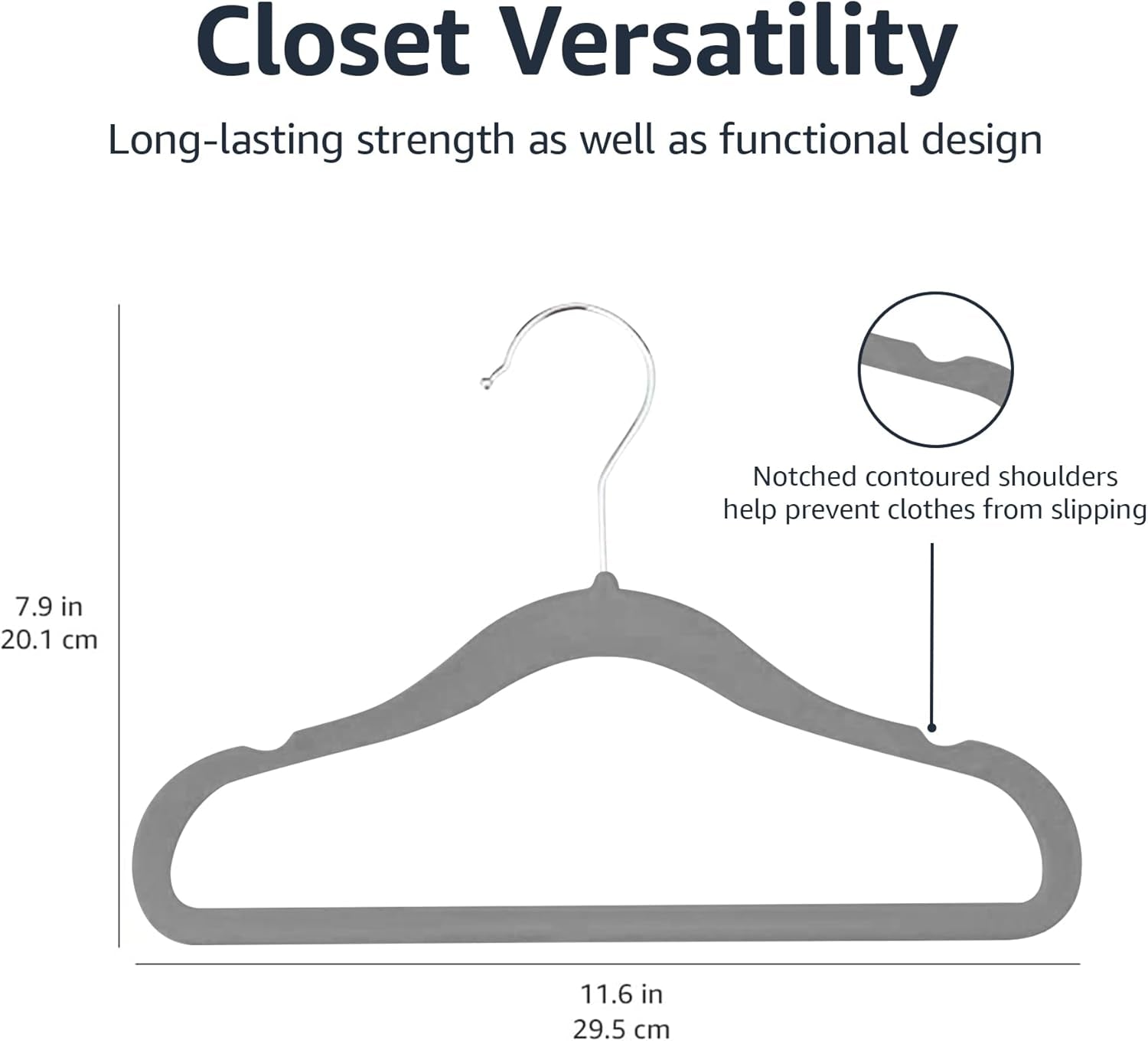 Non-Slip Velvet Clothes Hangers for Kids, Gray - Set of 30